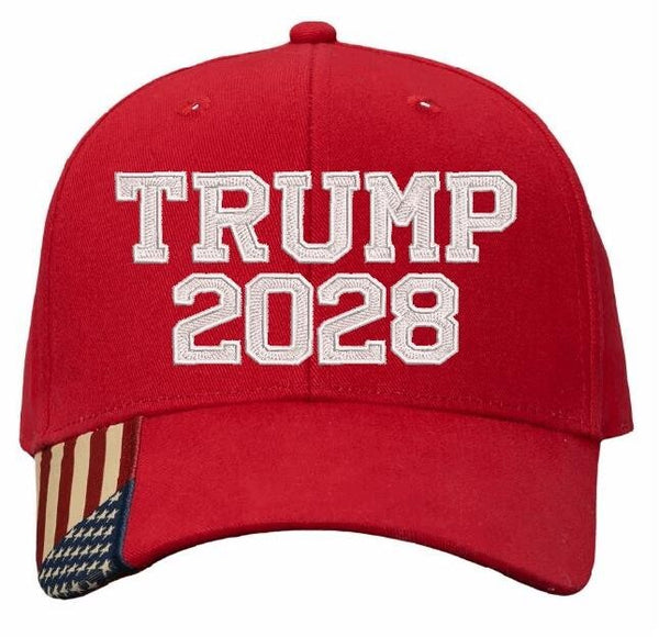 Trump 2028 Hat Embroidered Adjustable KATI or USA300 Hat with USA Brim Hat