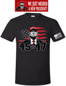 Trump 45 47 Making America Great Again Short sleeve T-shirt FREE BUMPER STICKER