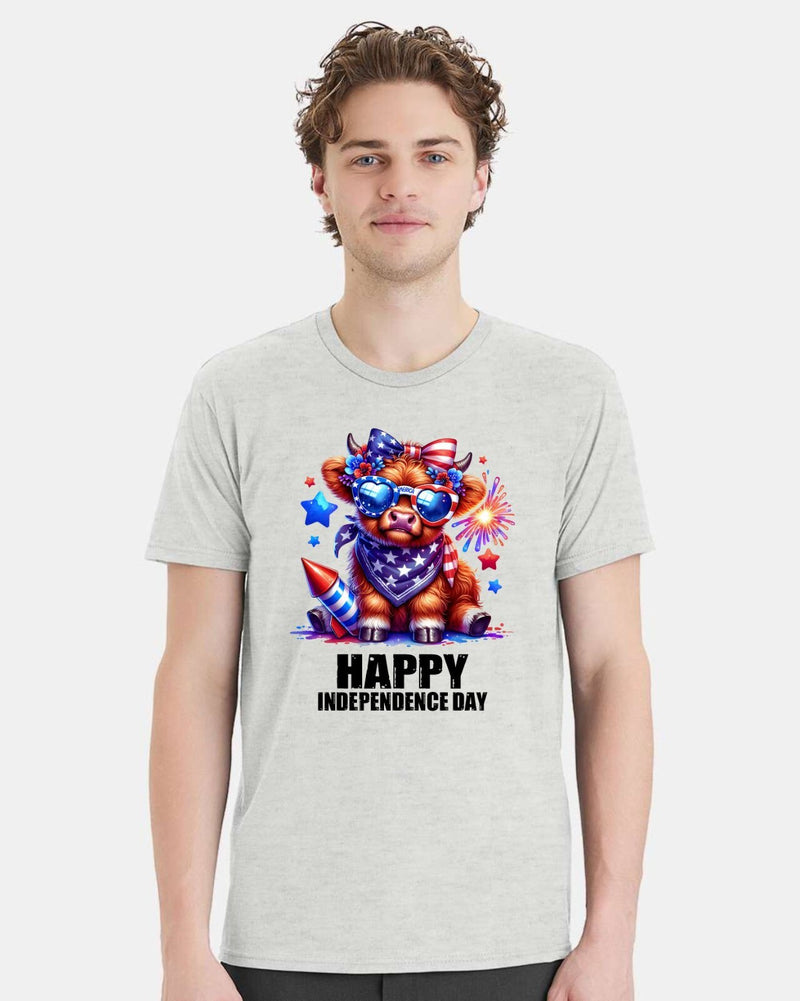 4th of July Highland Cow Tshirt - Happy Independence day Printed July 4th Shirt