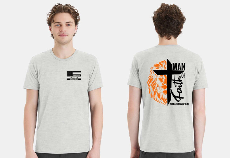 Men's Christian Tshirt Man of Faith Lion 1st Corinthians Short Sleeve Shirt