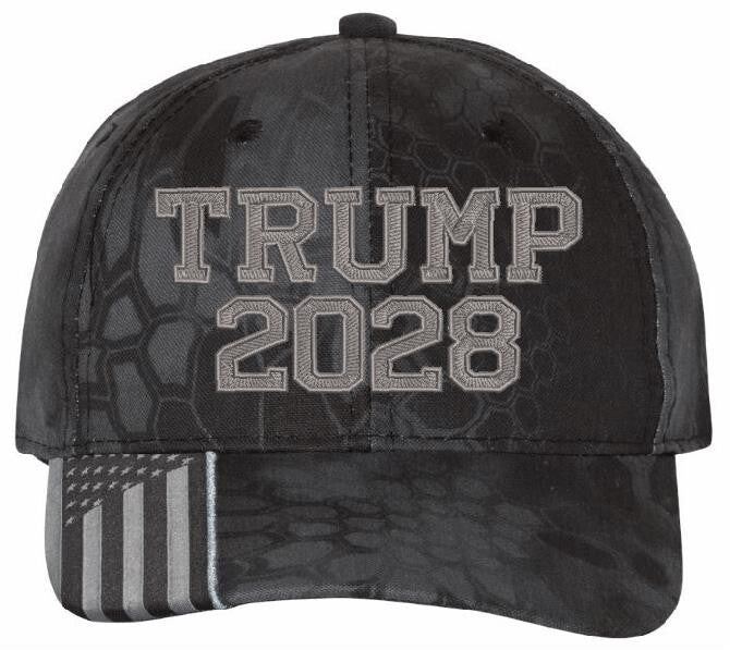 Trump 2028 Hat Embroidered Adjustable KATI or USA300 Hat with USA Brim Hat
