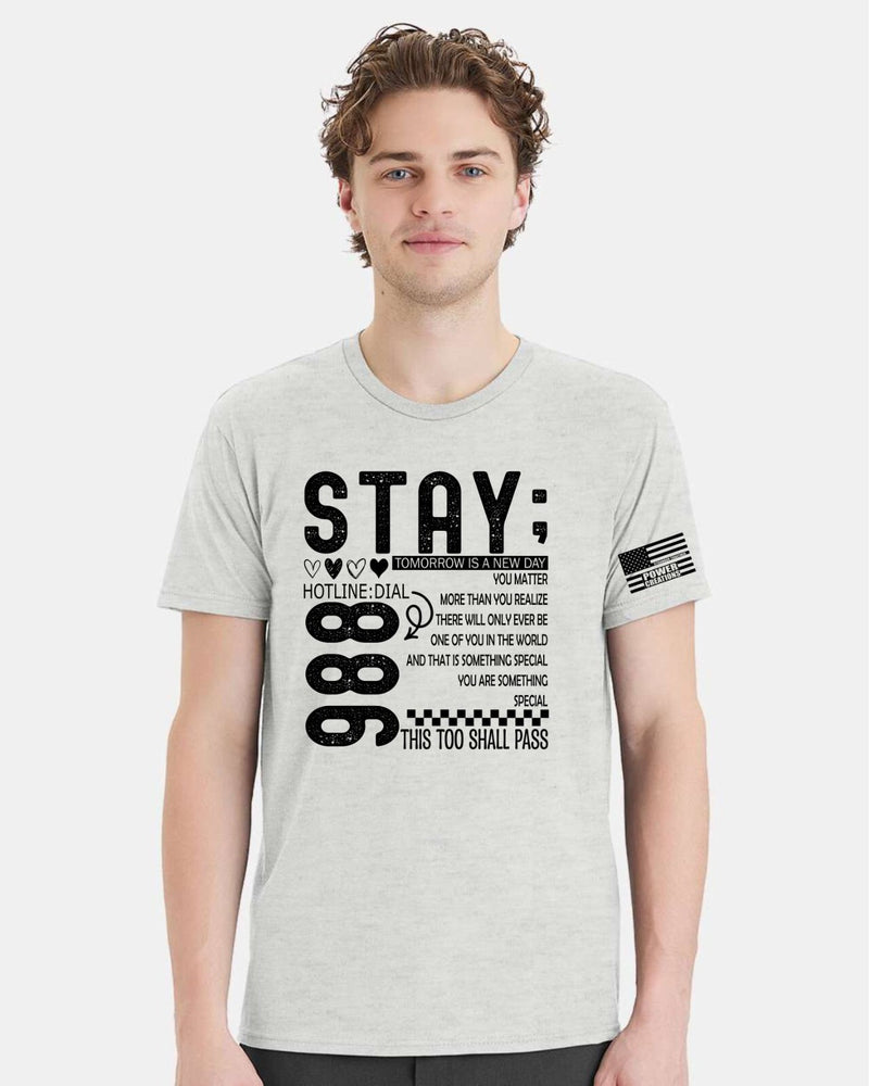 Mental Health Awareness Tshirt and Sticker STAY Tomorrow is a new day 988 Design