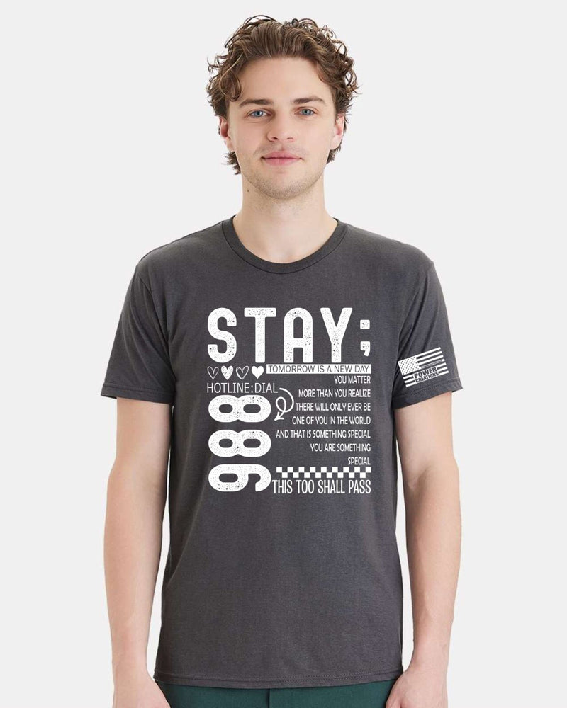 Mental Health Awareness Tshirt and Sticker STAY Tomorrow is a new day 988 Design