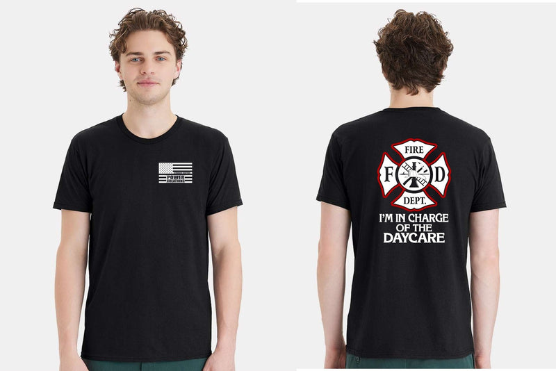 Maltese In Charge of the Daycare Firefighter Short Sleeve Shirt