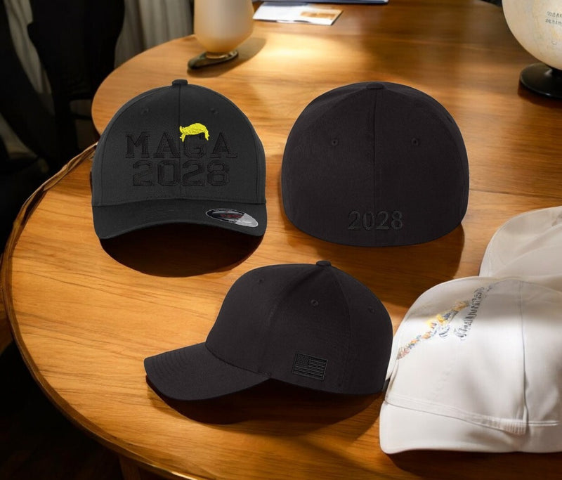 Trump 2028 Hat - MAGA 2028 Embroidered Flex Fit Trump Hat Black Embroidery Hat