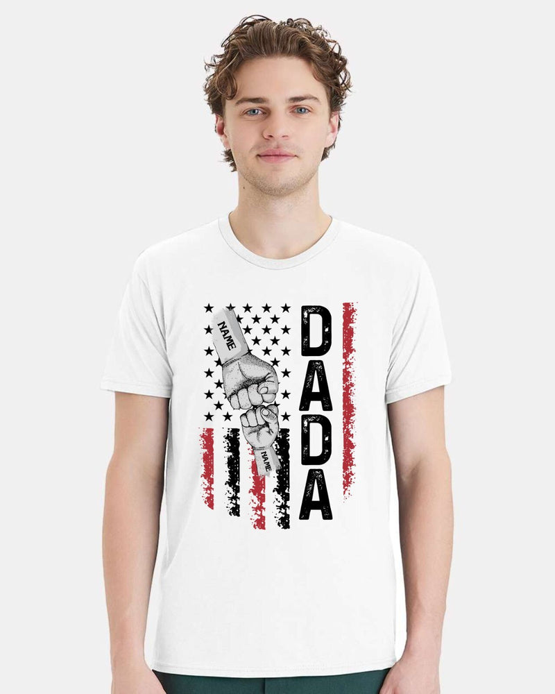 Father's Day Tshirt - DADA Flag Design with your custom names in the fists