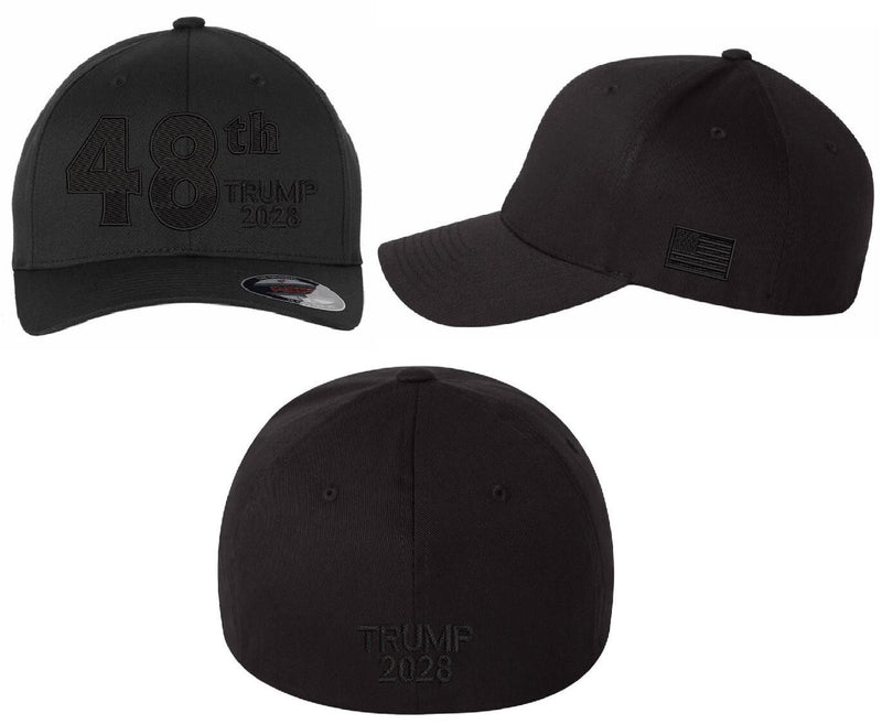 Trump 2028 Hat President 48th Make America Great Again MAGA Flex Fit Black Hat