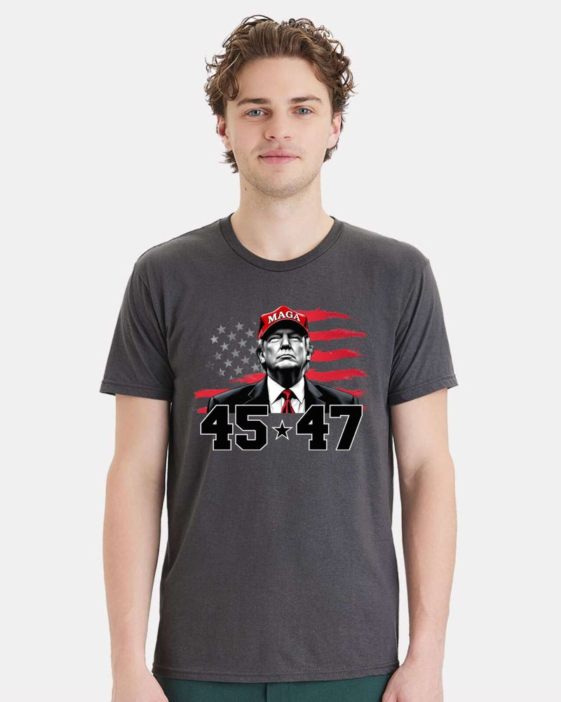 Trump 45 47 Making America Great Again Short sleeve T-shirt FREE BUMPER STICKER