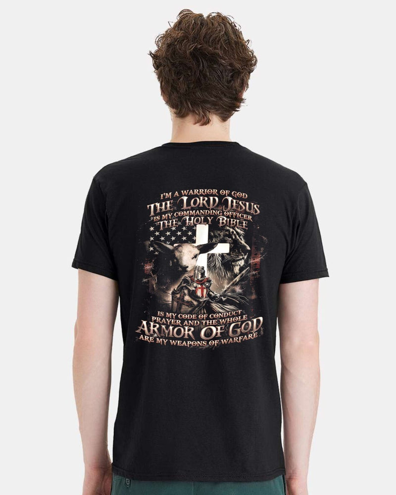 Christian Mens T-shirt "I'm a Warrior of God Armor of God Blk Short Sleeve Shirt