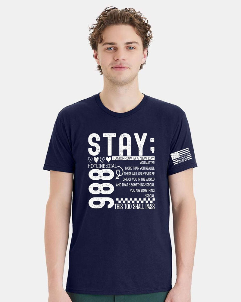 Mental Health Awareness Tshirt and Sticker STAY Tomorrow is a new day 988 Design