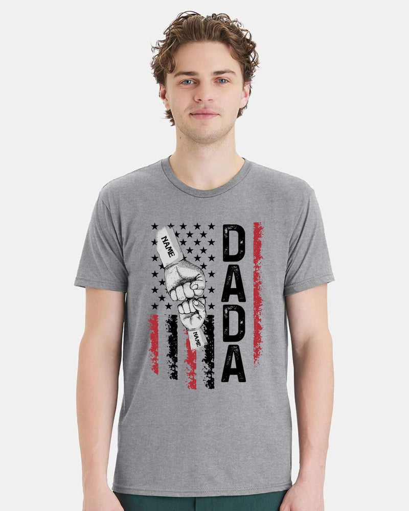 Father's Day Tshirt - DADA Flag Design with your custom names in the fists