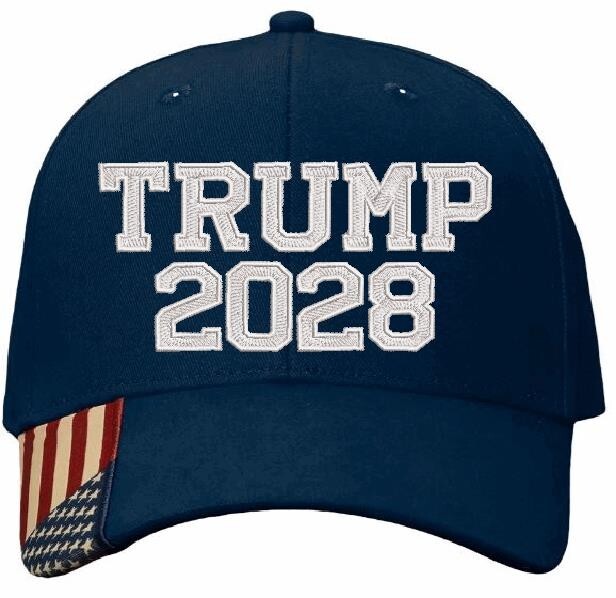 Trump 2028 Hat Embroidered Adjustable KATI or USA300 Hat with USA Brim Hat