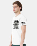 Christian Mens T-shirt Child of God Warrior Christ White Short Sleeve Shirt