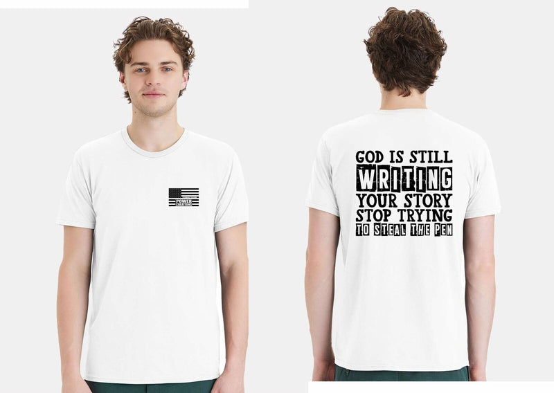 Christian Mens Tshirt God is Still Writing your Story Jesus Christian Tshirt