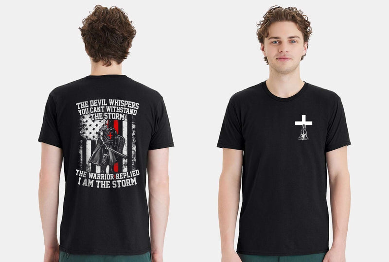 Christian Mens T-shirt "Can't Withstand the Storm" Black Short Sleeve Shirt