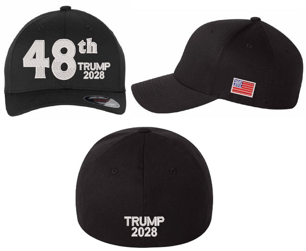 Trump 2028 Hat President 48th Make America Great Again MAGA Flex Fit Black Hat