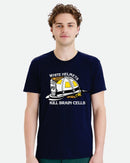 Firefighter Tshirt White Helmets Kill Brain Cells Fire Department Short Sleeve