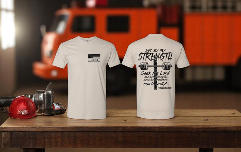 Men's Christian Tshirt Not By My Strength 1st Chronicles Jesus Inspirational Tee