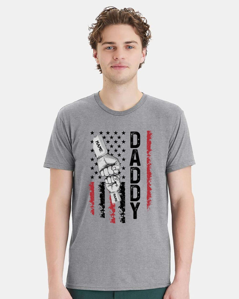 Father's Day Tshirt - DADDY Flag Design with your custom names in the fists