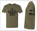 Christian Men's T-Shirt REDEEMED 3 NAILS CROSS Olive Green Short Sleeve Shirt