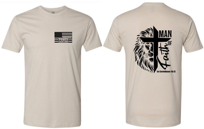 Men's Christian Tshirt Man of Faith Lion 1st Corinthians Short Sleeve Shirt