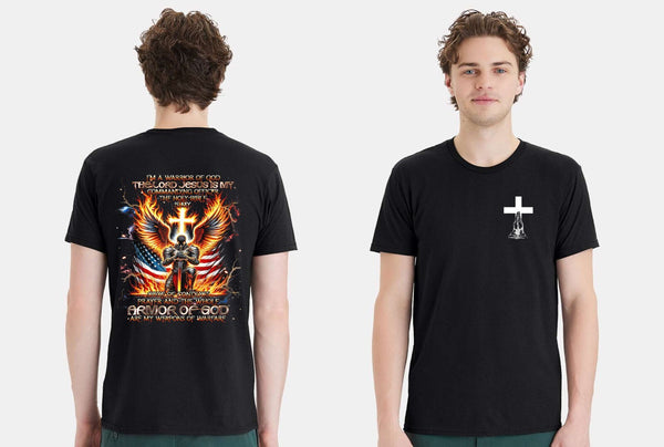 Christian Mens T-shirt The Lord Jesus is my Commander Black Short Sleeve Shirt