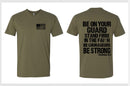 Christian Mens T-shirt "BE ON GUARD STAND FIRM IN THE FAITH" Army Green T-Shirt