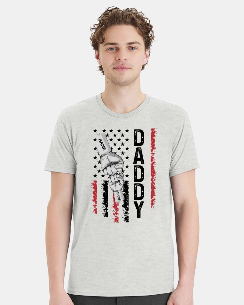 Father's Day Tshirt - DADDY Flag Design with your custom names in the fists