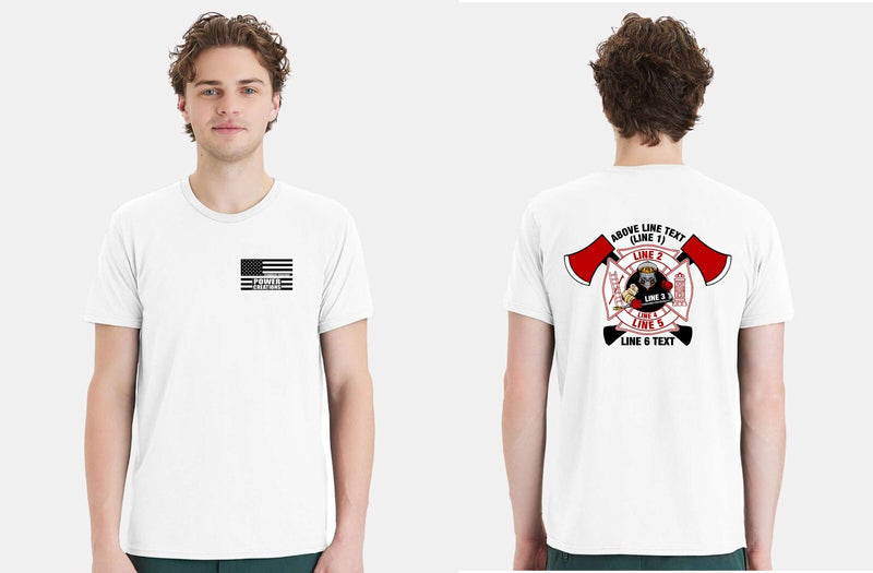 Firefighter T-Shirt Custom Short Sleeve Maltese Cross Axe Version with your text