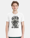 Christian Mens T-shirt Child of God Warrior Christ White Short Sleeve Shirt