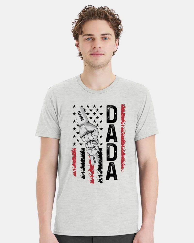 Father's Day Tshirt - DADA Flag Design with your custom names in the fists