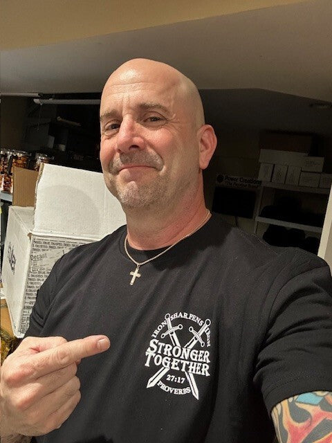 Christian Men's T-Shirt "WHERE THERE IS NO MAN, BE THE MAN" Proverbs 27:17 Shirt
