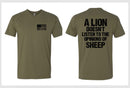 Christian Mens T-shirt A Lion Doesn't Listen to the Opinions of Sheep T-Shirt