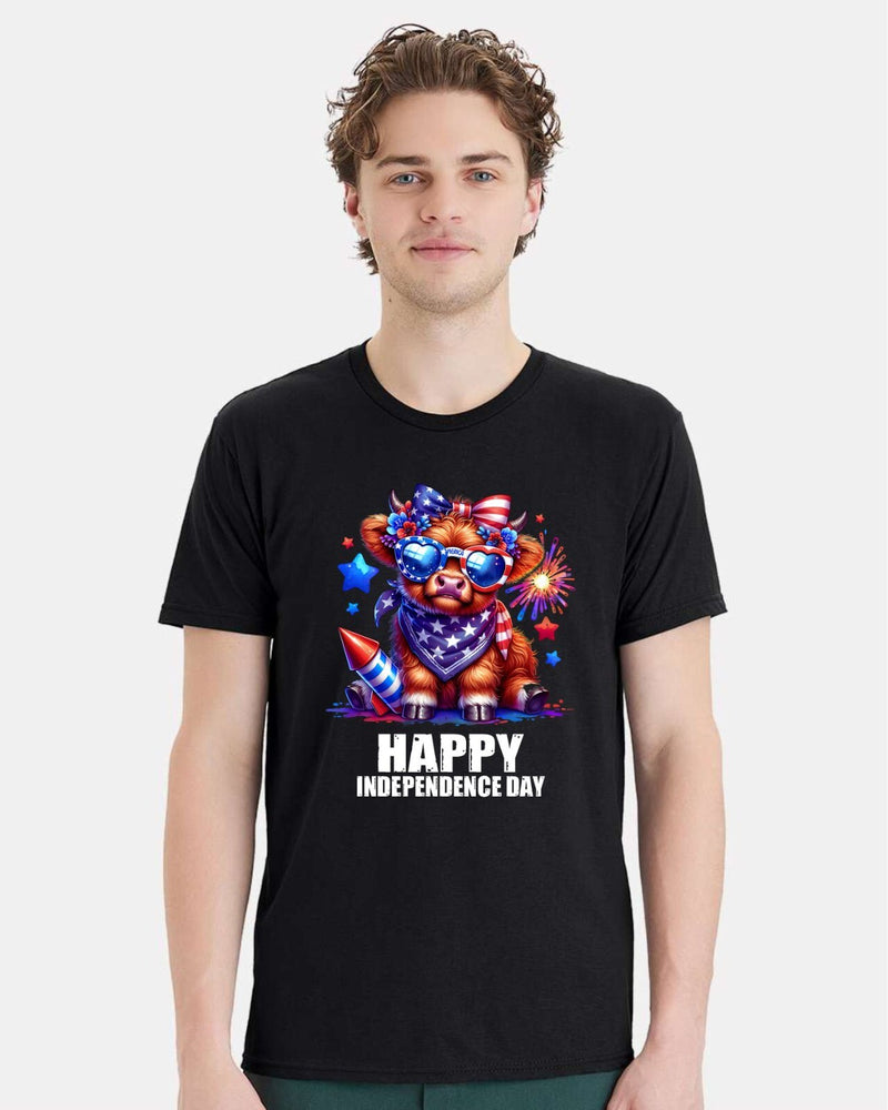 4th of July Highland Cow Tshirt - Happy Independence day Printed July 4th Shirt