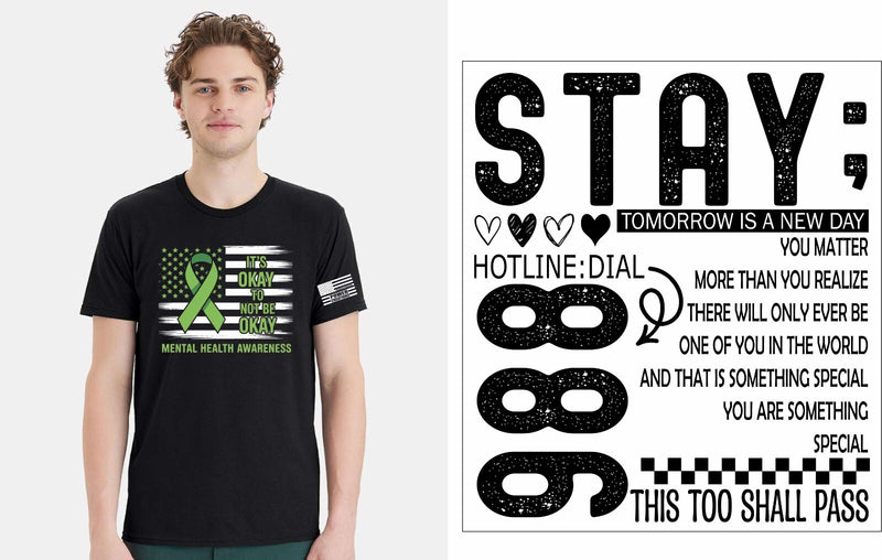 Mental Health Awareness Tshirt - It's OK to NOT be OK Tshirt and FREE STICKER