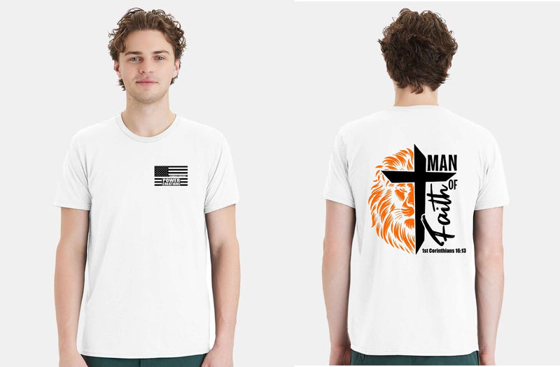 Men's Christian Tshirt Man of Faith Lion 1st Corinthians Short Sleeve Shirt