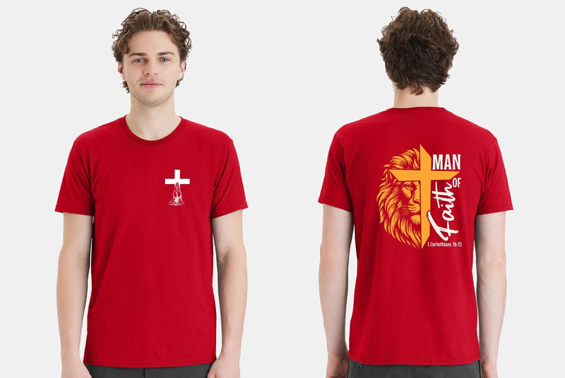 Men's Christian Tshirt Man of Faith Lion 1st Corinthians Short Sleeve Shirt