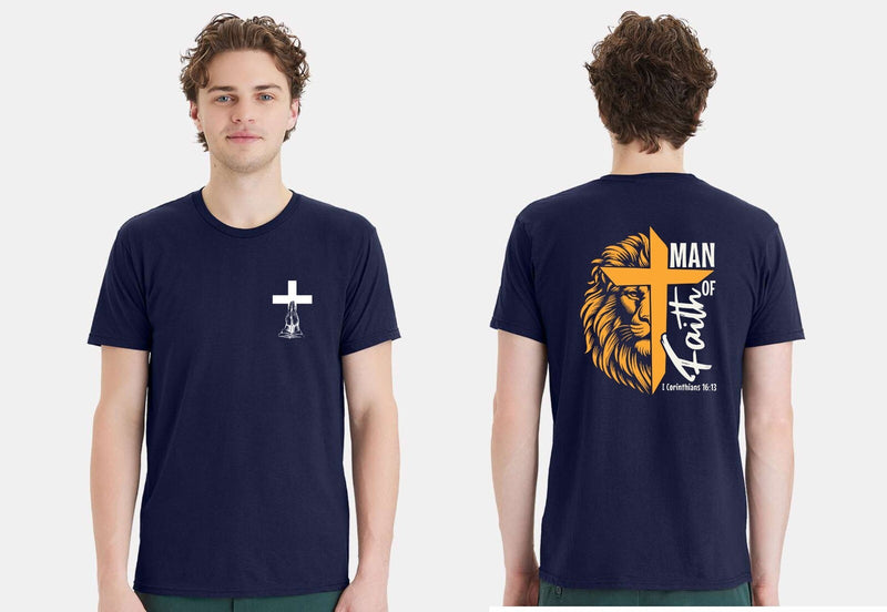 Men's Christian Tshirt Man of Faith Lion 1st Corinthians Short Sleeve Shirt