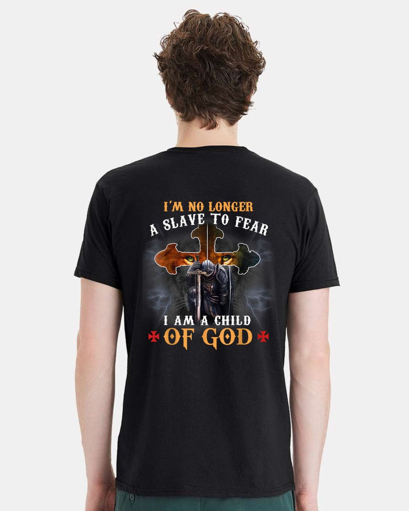Christian Mens T-shirt "No Longer a Slave to Fear" Black Short Sleeve Shirt