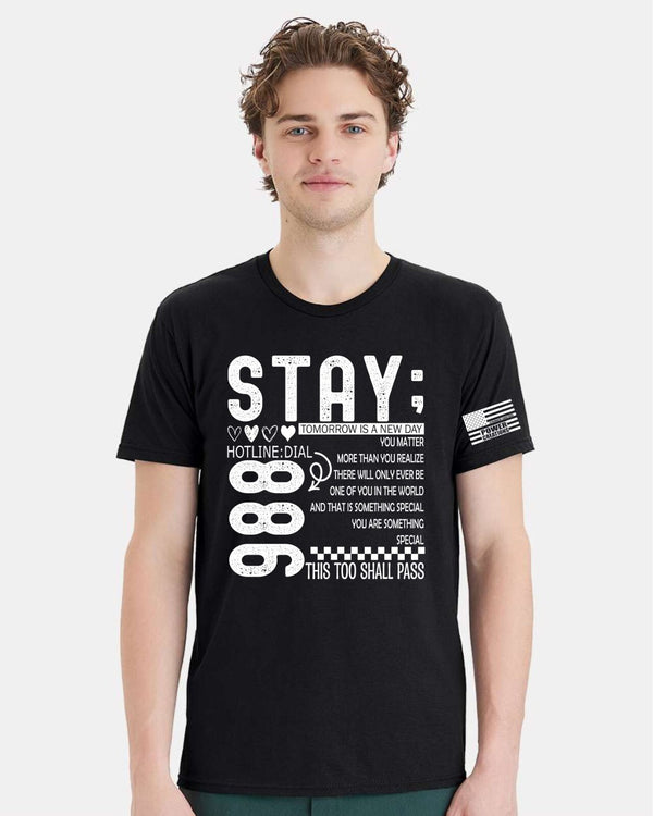 Mental Health Awareness Tshirt and Sticker STAY Tomorrow is a new day 988 Design