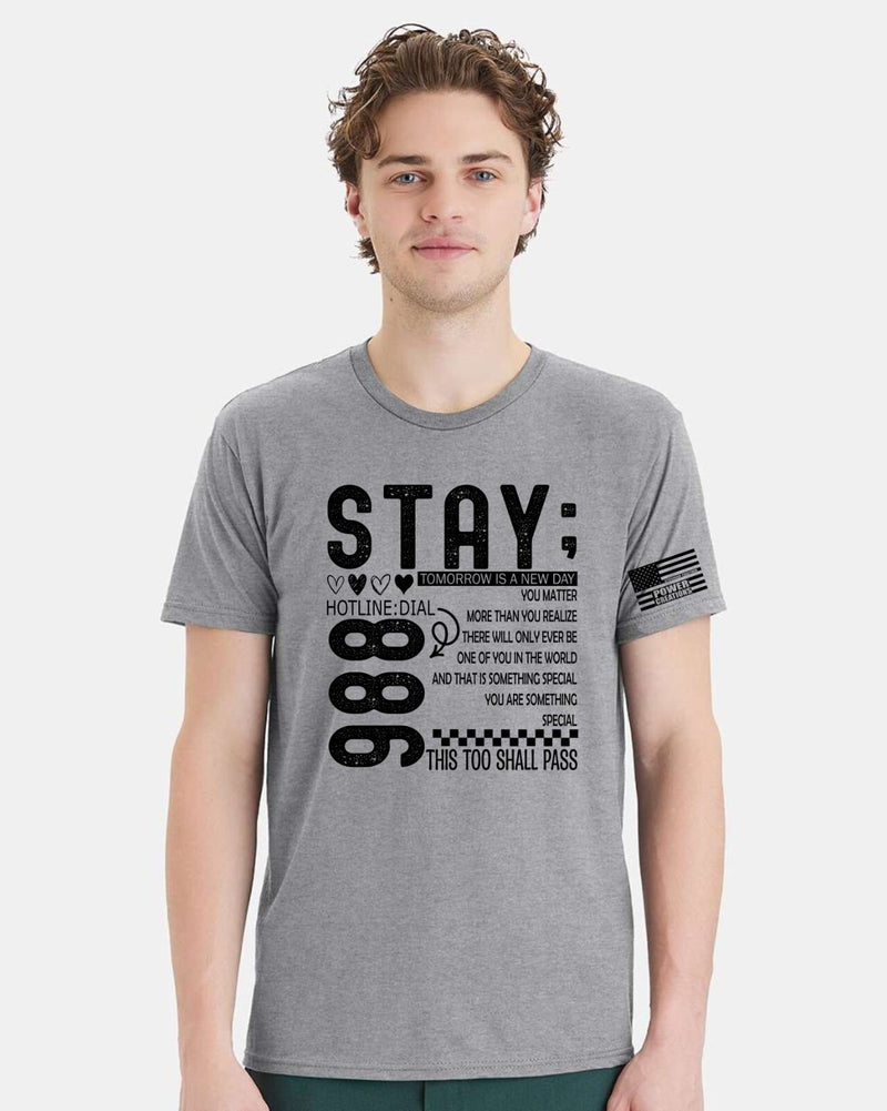 Mental Health Awareness Tshirt and Sticker STAY Tomorrow is a new day 988 Design