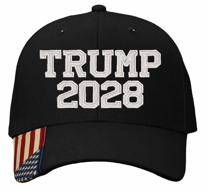 Trump 2028 Hat Embroidered Adjustable KATI or USA300 Hat with USA Brim Hat