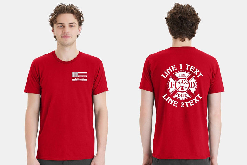 Firefighter T-Shirt Custom Maltese Cross with your text Short Sleeve Fire Shirt