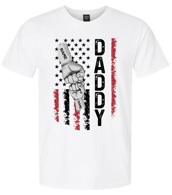 Father's Day Tshirt - DADDY Flag Design with your custom names in the fists