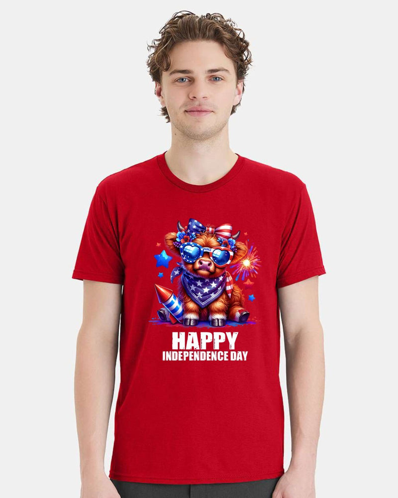 4th of July Highland Cow Tshirt - Happy Independence day Printed July 4th Shirt