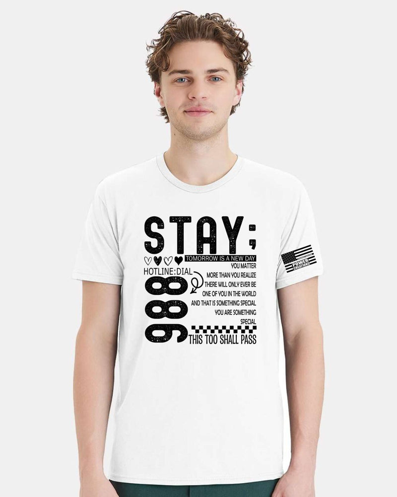 Mental Health Awareness Tshirt and Sticker STAY Tomorrow is a new day 988 Design