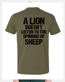 Christian Mens T-shirt A Lion Doesn't Listen to the Opinions of Sheep T-Shirt