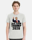 Trump 2028 T-Shirt 3rd Term 2028 Trump Thumbs Up Ash Gray Short Sleeve Shirt