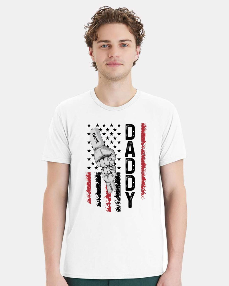 Father's Day Tshirt - DADDY Flag Design with your custom names in the fists