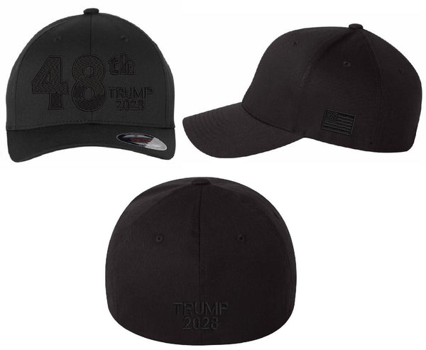 Trump 2028 Hat President 48th Make America Great Again Flex Fit Hat BLACKOUT HAT